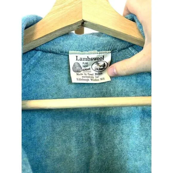 Vintage 100% Lambswool Collared Cardigan Sweater Edinburg Woolen Mill No Sz EUC - Picture 2 of 9